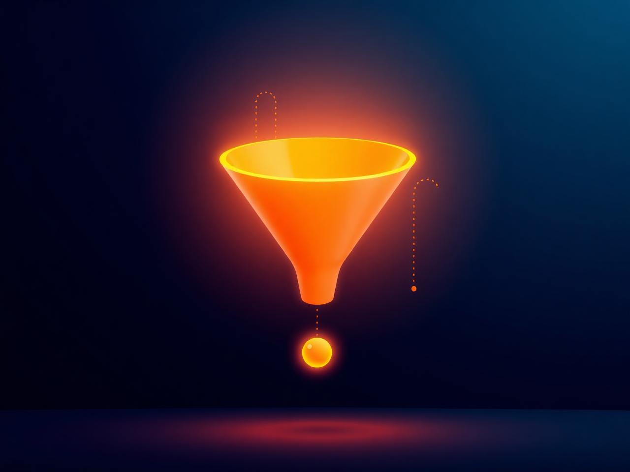 Diagram funnel marketing yang menunjukkan kebocoran